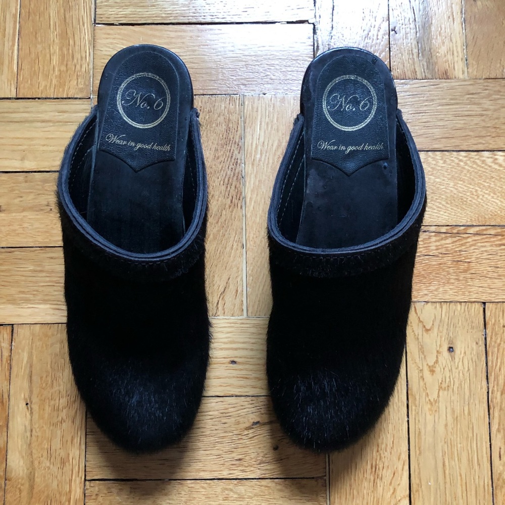 No.6 clogs in black pony hair & black base, size 40 (9), EUC